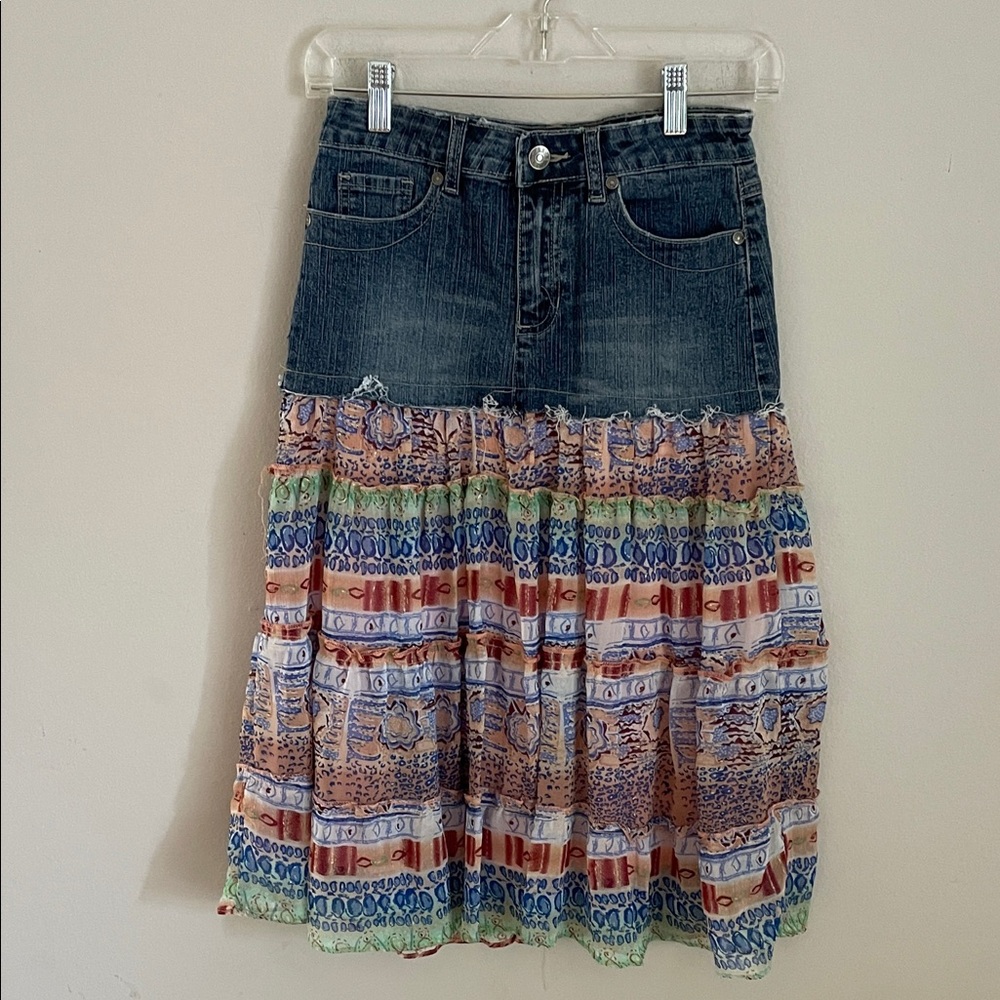 Wearever Denim and Multicolor Tiered Skirt Girls 12